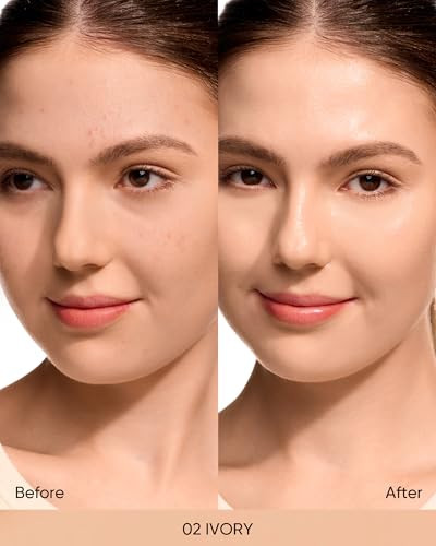 Skintific Cover Glow Perfect Cushion Foundation 02 Ivory & Ultra Cover Oil Control Powder Foundation 02 Ivory