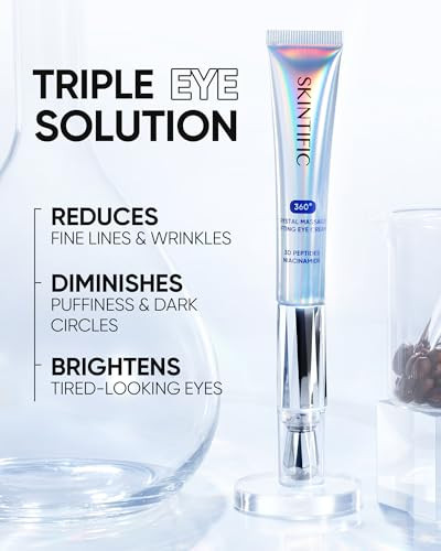 Skintific 360 Crystal Massager Lifting Eye Cream Reduces Puffiness Nourishes Eye Area With 3D Peptides Niacinamide & Caffeine