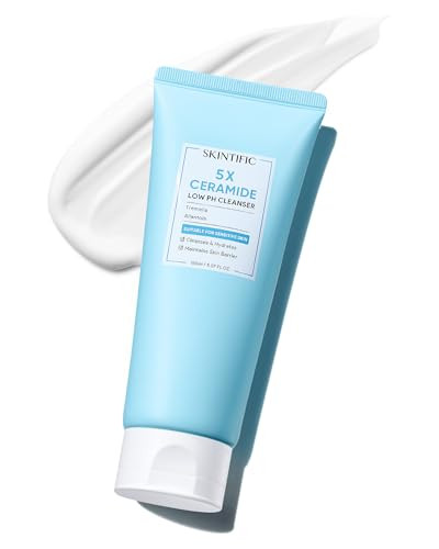 Skintific 5X Ceramides Low Ph Facial Cleanser For Sensitive Skin Hydrating Cleansing Face Wash With Amino Acids & Hyaluronic Acid Not Tight Maintain Skin Barrier150Ml