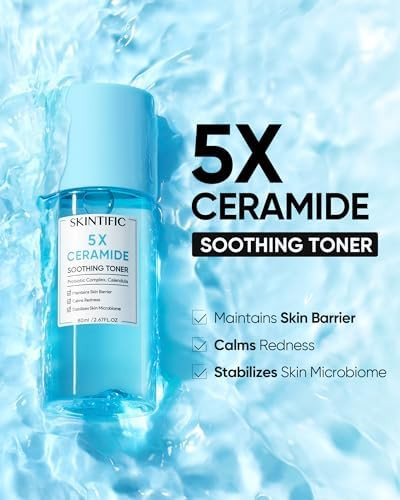 Skintific 5X Ceramide Soothing Toner Hydrating Skin Barrier Repair Calms Redness Facial Toner With Probiotics & Calendula For Sensitive & Dry Skin Non-Alcohol Cruelty- Vegan Skincare