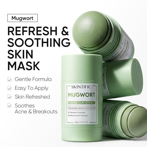 Skintific Clay Mask Stick Duo: Deep Pore Cleansing Blackhead Remover + Mugwort Soothing Redness Control Mud Mask Set