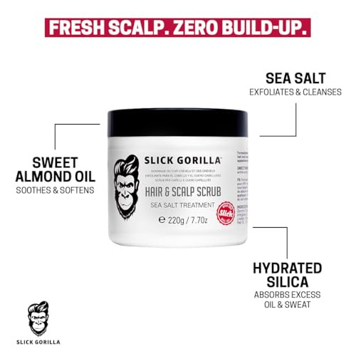 Slick Gorilla Scalp Scrub With Sea Salt Exfoliating Cleanser For Oily Hair & Build Up Deep Cleansing Head Scrub & Scalp Treatment Detox Care For Fresh Roots And Healthy Looking Hair