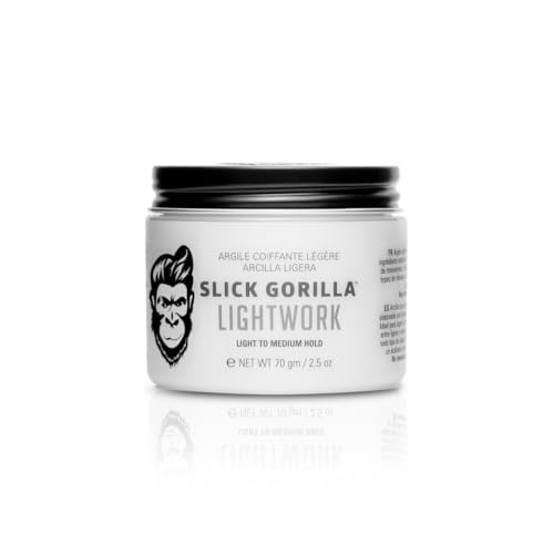 Slick Gorilla Lighwork Matte Hair Clay For Men 2.5 Oz Matte Finish Flexible Hold Lightweight Styling Clay Water-Based Natural Texture Non-Greasy Grooming Clay For Everyday Use