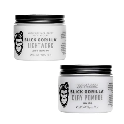 Slick Gorilla Styling Duo For Men Lightwork Matte Clay & Firm Hold Pomade (2.5 Oz Each) Natural Matte Finish Flexible To Firm Hold Lightweight Non-Greasy Easy To Wash