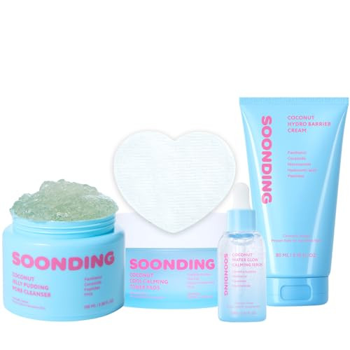 Soonding Pore & Texture Care 4-Step Set - Jelly Pudding Pore Cleanser 100Ml Calming Serum Barrier Cream Toner Pad