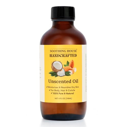 Soothing House Almond Coconut Unscented Moisturizing Body Oil With Fractionated Coconut Oil Vitamin E Radiant Looking Glow And Skin Hydration Instant Absorption Body After-Shower Oil 4 Ounces