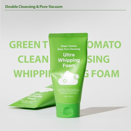 Sungboon Editor Green Tomato Deep Pore Cleansing Whipping Foam 4.24 Oz Korean Foaming Face Wash For Oily Skin Blackhead Remover & Pore Minimizer Hydrating Skincare