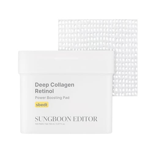 Sungboon Editor Deep Collagen Retinol Power Boosting Pads Deep Hydration Skin Elasticity Care For Dry Skin Fine Lines Korean Moisturizer Korean Skincare Toner Pads 100 Count