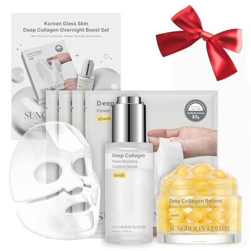Sungboon Editor Winter Spa Skin Bundle Glow Mist Set Deep Collagen Overnight Mask (4Ea) Surface Line & Texture Care Serum & Retinol Capsule Cream Gifts For Women