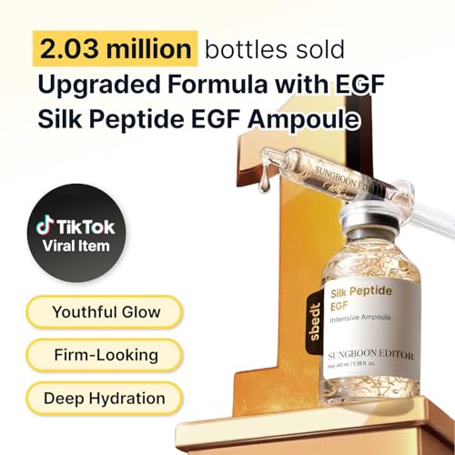 Sungboon Editor Glow Intensive Silk Peptide Egf Ampoule Copper Peptides Serum For Face With Collagen and Multi Peptides Hydrating Korean Skincare Facial Serum For Smooth Looking Skin 1.35 Fl Oz