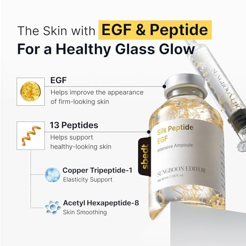 Sungboon Editor Glow Intensive Silk Peptide Egf Ampoule Copper Peptides Serum For Face With Collagen and Multi Peptides Hydrating Korean Skincare Facial Serum For Smooth Looking Skin 1.35 Fl Oz