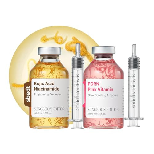 Sungboon Editor Collagen Peptide Pink Pdrn Glow Intensive Ampoule Sungboon Editor Kojic Acid Niacinamide Brightening Ampoule With Toning Beads 1.35 Fl Oz Gifts For Women