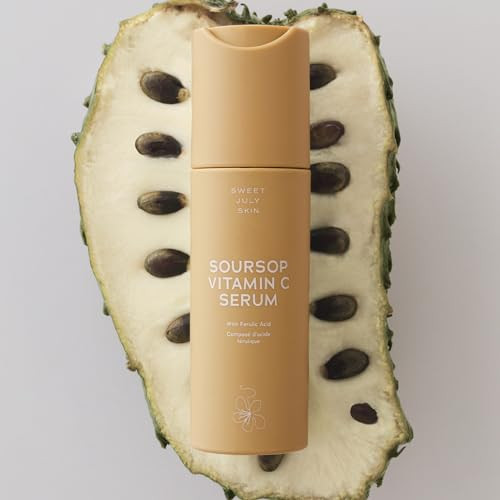 Sweet July Skin Soursop Vitamin C Serum - Soursop Ferulic Acid & Green Tea Daily Face Serum For All Skin Types Hydrating Firming Improves Dullness Clean & Fragrance 1 Fl. Oz