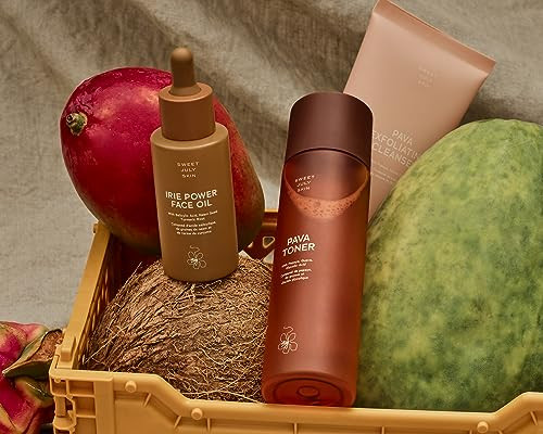 Sweet July Skin The Essentials Set - 3 Pc Full Size Cleanser Toner Facial Oil To Achieve Balanced Glowing And Hydrated Skin