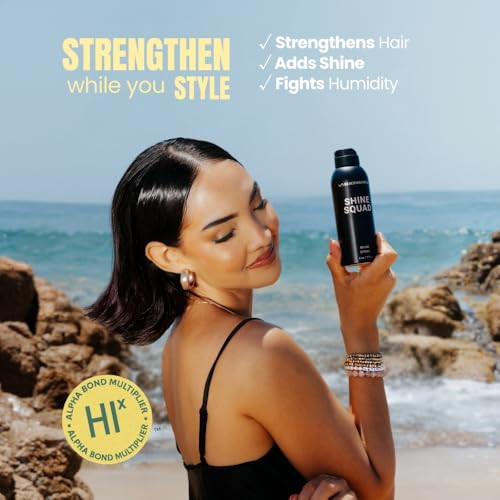 The Beachwaver Co. Shine Squad Shine Spray - Full Size (6 Oz) Lightweight Glossy Finishing Spray For Hair W/Hix Vegan Bond Multipliers Post-Styling Mist - Smooth Finish & No Frizz