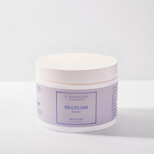 The Beachwaver Co. B. Bungalow Brazilian Berry Body Butter Full Size (8 Oz) Cloudberry Seed Oil Vegan Squalane And Hyaluronic Acid Blackberries Apricots Jasmine Sambac Vanilla & Coconut