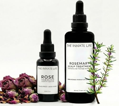 The Innate Life Ultimate Rosemary Care Bundle: Organic Scalp Treatment & Strengthening Hair Elixir Complete Root-To-Tip Growth System For Thicker Hair Scalp Relief & Split End Repair