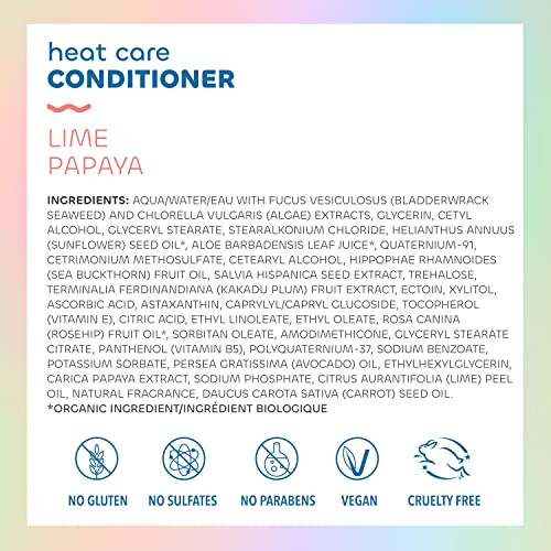 The Seaweed Bath Co. Seaweed Bath Co. Heat Care Conditioner Lime Papaya Scent 12 Ounce Sustainably Harvested Seaweed Sea Buckthorn Kakadu Plum For Heat Damaged Hair