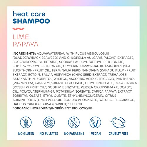 The Seaweed Bath Co. Seaweed Bath Co. Heat Care Shampoo Lime Papaya Scent 12 Ounce Sustainably Harvested Seaweed Sea Buckthorn Kakadu Plum For Heat Damaged Hair