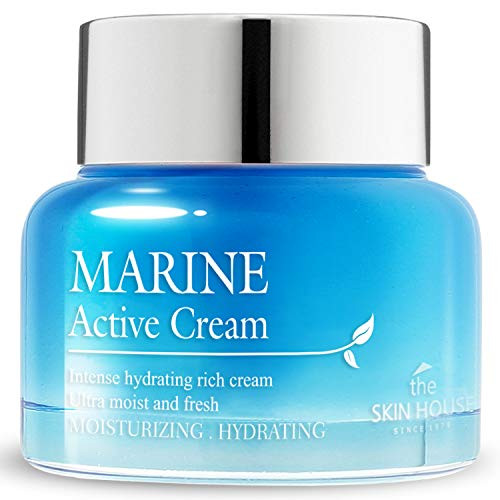 The Skin House Marine Active Cream 1.69 Fl.Oz Deep Hydration Rich Moisturizer Hyaluronic Acid Betaine Squalane Spirulina Dry Skin Korean Skincare 50Ml