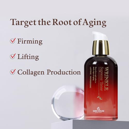 The Skin House Wrinkle Supreme Toner Firming & Moisturizing Facial Toner With Red Ginseng & Herbal Extracts Elasticity Boost & Smooth Skin Korean Skincare 130Ml / 4.39 Fl.Oz