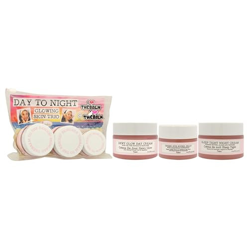 Thebalm The Balm Day To Night Glowing Skin Trio For Women - 3 Pc 1Oz Dewy Glow Day Cream 0.5Oz Under Eye Super Jelly 1Oz Sleep Tight Night Cream