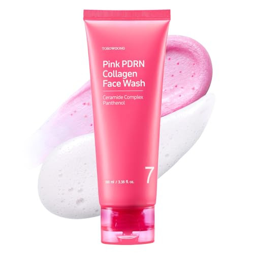 Tosowoong Pink Pdrn Collagen Face Wash Mochi Whip With Capsules For Gentle Blackhead & Pore Care Hydrating & Rejuvenating With Salmon Dna Pdrn 7 Collagens Korean Skincare 100Ml / 3.38 Fl. Oz