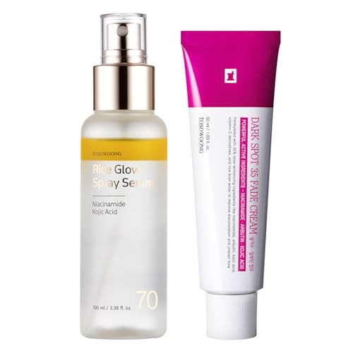Tosowoong Tone Correcting & Glow Bundle - Dark Spot 35 Fade Cream With Arbutin & Rice Spray Serum With Vitamin C - Hyper-Pigmentation Care & Glass Skin Mist Set