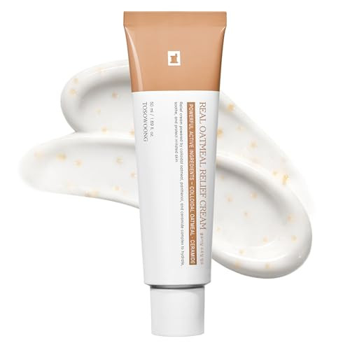 Tosowoong Real Oatmeal Relief Cream Daily Face Moisturizer Blemish Relief Care Soothing Recovery Moisture Colloidal Oatmeal Ceramide Panthenol Hyaluronic Acid Korean Skincare 50Ml 1.69 Fl.Oz