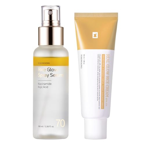 Tosowoong Double Rice Glow Set - 42% Rice Bran Cream For Barrier Repair & 70% Spray Serum For Instant Glass Skin - Radiance & Hydrating K-Beauty Duo