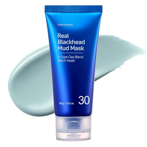 Tosowoong Real Blackhead Mud Mask Facial & Nose Pore-Purifying Clay - Korean Mud Mask Pore Tightening Deep Pore Cleaner Cooling & Quick Dry Formula Face Mask Oil Control 100 G / 3.52 Oz