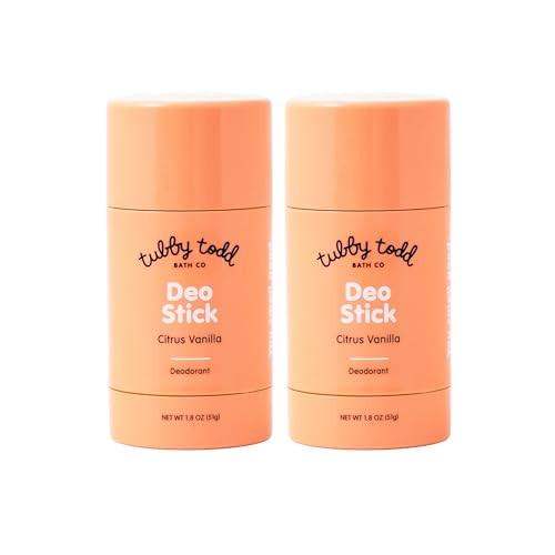 Tubby Todd Deo Stick - Kids Deodorant - Aluminum- Baking Soda- Citrus Vanilla Deodorant For Sensitive Skin - Odor Protection With Tapioca Starch & Magnesium - Safe For Kids & Tweens - 2Pk