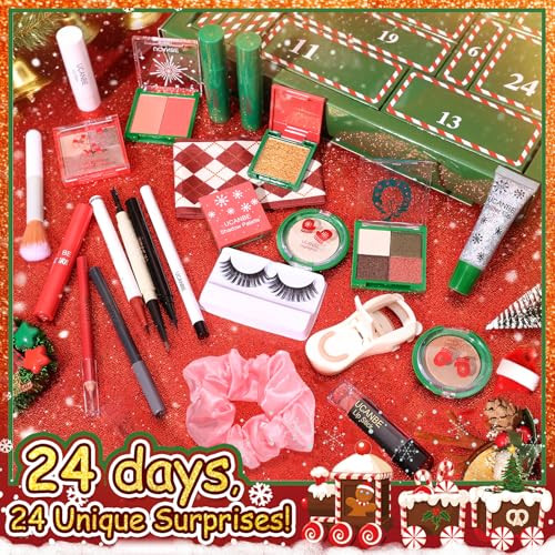 Ucanbe Makeup Advent Calendar For Women Teens Girls 24 Piece Christmas Holiday Sets Beauty & Cosmetic Surprises Countdown