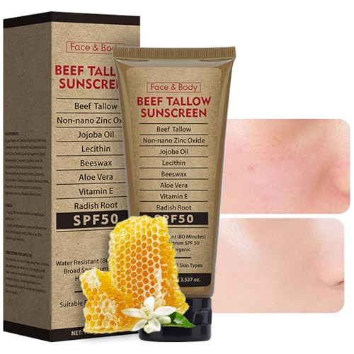 Uniqus Beef Tallow Sunscreen For Face & Body: Spf 50 Zinc Oxide Sunblock Non-Greasy Clean Formula Sun Balm For Summer Outdoor Travel