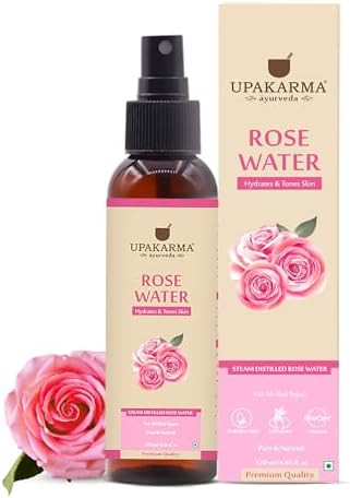 Upakarma Ayurveda Premium Pure And Natural Rose Water Spray For Face Gulab Jal - 4.05 Fl. Oz/ 120Ml- Pack Of 1