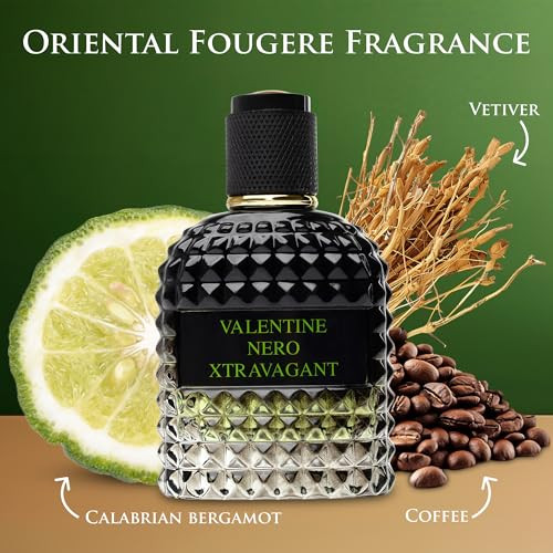 Urban Collection Valentine Nero Xtravagant For Men - Oriental Fougere Fragrance - Top Notes Of Calabrian Bergamot & Espresso Coffee Accord - Base Scents Of Refined Vetiver - Elegant 100Ml Bottle Parfume For Men