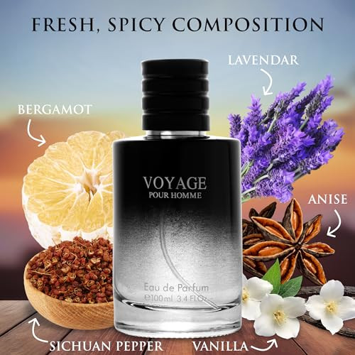 Urban Collection Voyage For Men Eau De Parfum - Sophisticated Male Fragrance Composition Of Bergamot Pepper Lavender Star Anise & Nutmeg - Base Of Peppery & Vanilla - Go-To Daily Scent - Elegant 100Ml Bottle