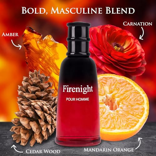 Urban Collection Firenight For Men Eau De Parfum 3.4 Fl Oz- Top Notes Of Nutmeg Flower Lavender Cedar Chamomile Mandarin Orange Hawthorn Bergamot & Lemon - Citrus Cologne For Day & Night Use Elegant 100Ml Bottle