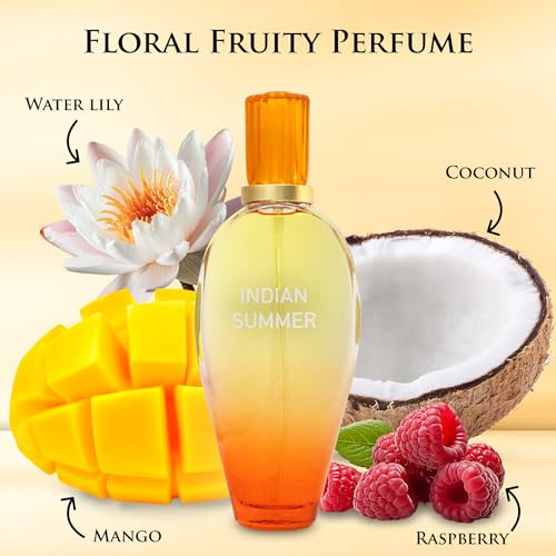 Urban Collection Indian Summer For Women 3.4 Fl Oz- Opening Scents Of Mango Nectarine & Orange - Sweet Milky & Tropical Aromas Of Coconut Blend - Base Notes Of Sandalwood & Musk - Natural & Paraben Parfume