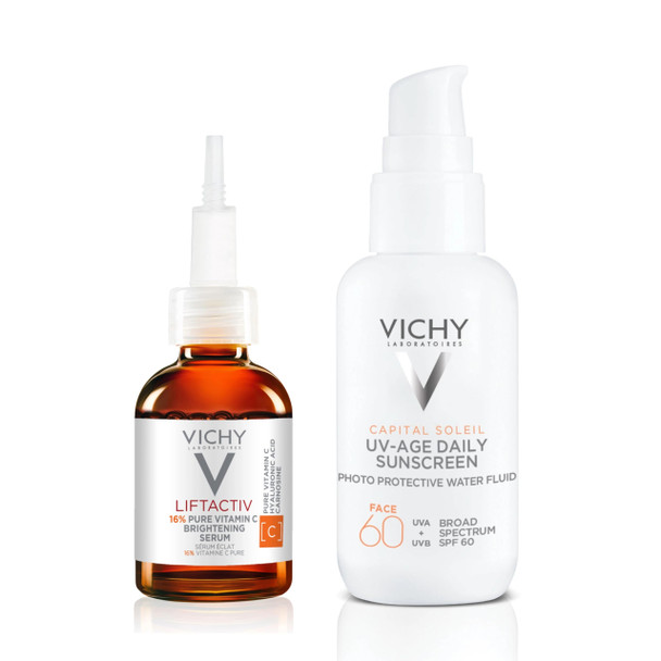 Vichy Capital Soleil Uv-Age Daily Spf 60 Anti Aging Sunscreen For Face Spf 60 Hyaluronic Acid + Peptides + Vitamin C Broad Spectrum Invisible Spf Protection No White Cast Sunscreen