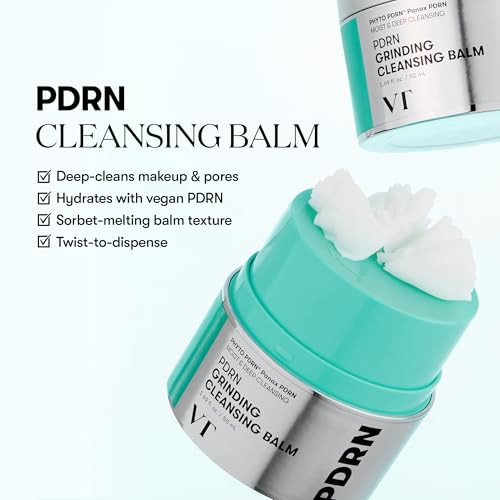 Vt Cosmetics Pdrn Grinding Cleansing Balm Makeup Remover Vegan Pdrn Gentle Exfoliator Hydrating & Nourishing Korean Skincare 1.69 Fl Oz / 50 Ml