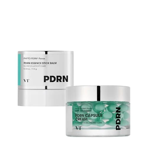 Vt Cosmetics Pdrn Essence Stick Balm & Pdrn Capsule Cream 100 Hydration & Firming Skincare Bundle Set Wrinkle Care For Eyes & Neck Pdrn Hyaluronic Acid & 9 Peptides Korean Skin Care Duo