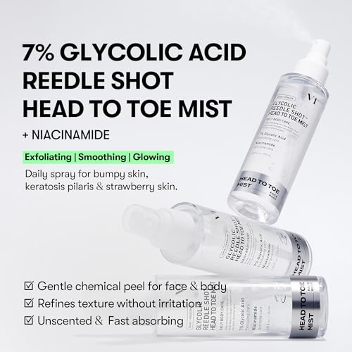 Vt Cosmetics Bundle Cica Reti-A Daily Mask 30 Sheets & 7% Glycolic Acid Reedle Shot Head-To-Toe Mist