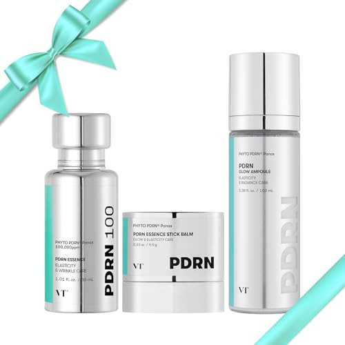 Vt Cosmetics Bundle Pdrn 100 Essence & Pdrn Essence Stick Balm & Pdrn Glow Ampoule (Facial Mist) Wrinkle Care Firming & Anti-Aging Hydrating Korean Skincare Set Mother's Day