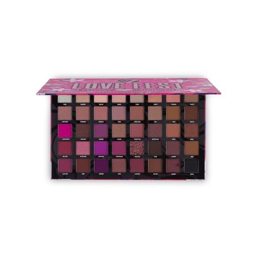 W7 Love Fest Pressed Pigment Palette - 40 Playful Party Colors With Matte Shimmer Glitters - Flawless Long-Lasting Bold Makeup