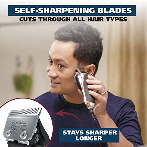 Wahl Usa Chrome Pro Corded Clipper Complete Haircutting Kit For Men Powerful Total Hair Clipping Beard Trimming & Grooming - Model 3024635