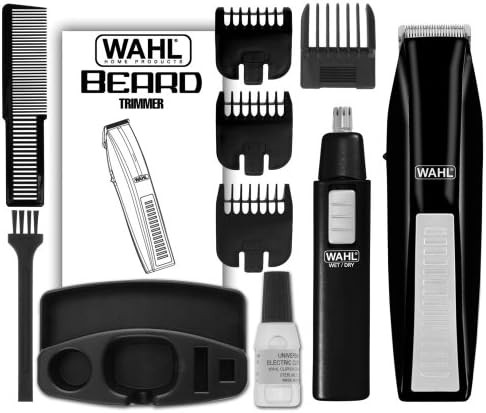 Wahl 5537-1801 Cordless Battery Operated Beard Trimmer With Bonus Ear Nose And Brow Trimmer
