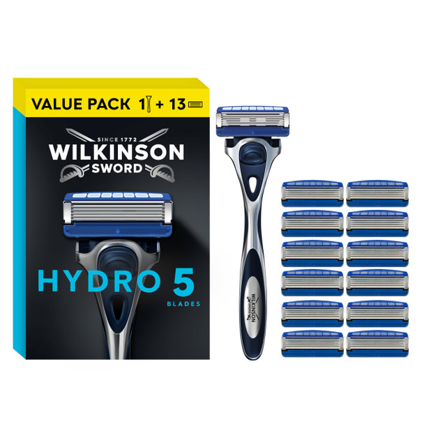 Wilkinson Hydro 5 Skin Protection Razor 13 Blade Refills Enriched Lubricating Band With Pro Vitamin B5 Multicolor (1 Count Box)
