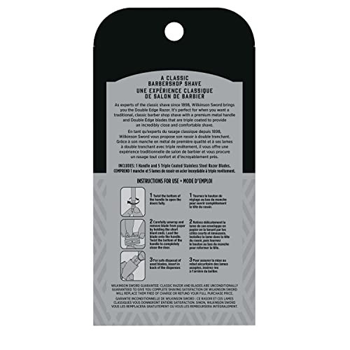 Wilkinson Sword Double Edge Razor For Men With 5 Double Edge Razor Blades Refills