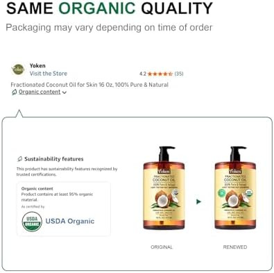 Yoken Usda Fractionated Coconut Oil For Skin 16 Oz Organic Liquid Coconut Oil Moisturizer For Hair Face Body Carrier Oil For Essential Oils Mixing Massage Hexane Unscented